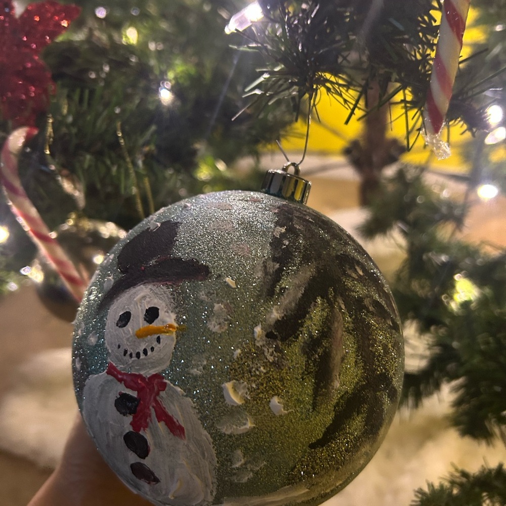 Hand Painted Snowman Holiday Ornament